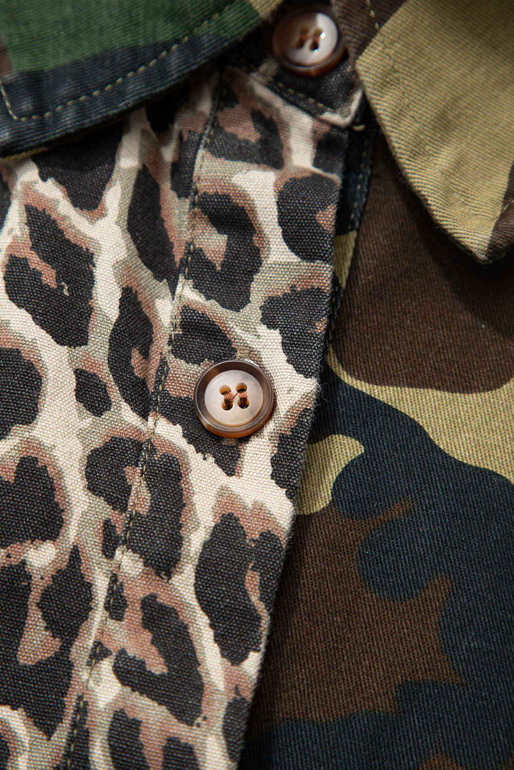 Stacey B's Brown Leopard Camo Patchwork Oversize Shacket