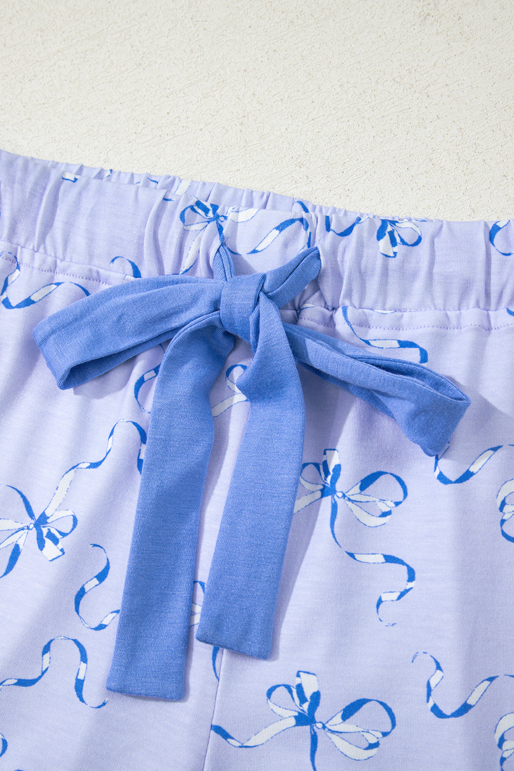Stacey B's Sky Blue Bow Printed Ruffled Short Lounge Set