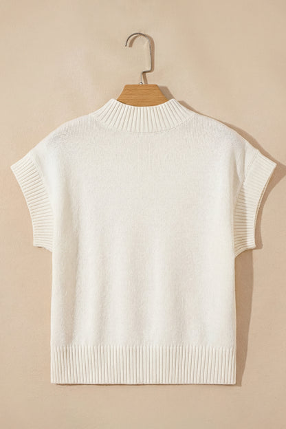 Stacey B's White Valentine Heart Graphic Cropped Short Sleeve Sweater