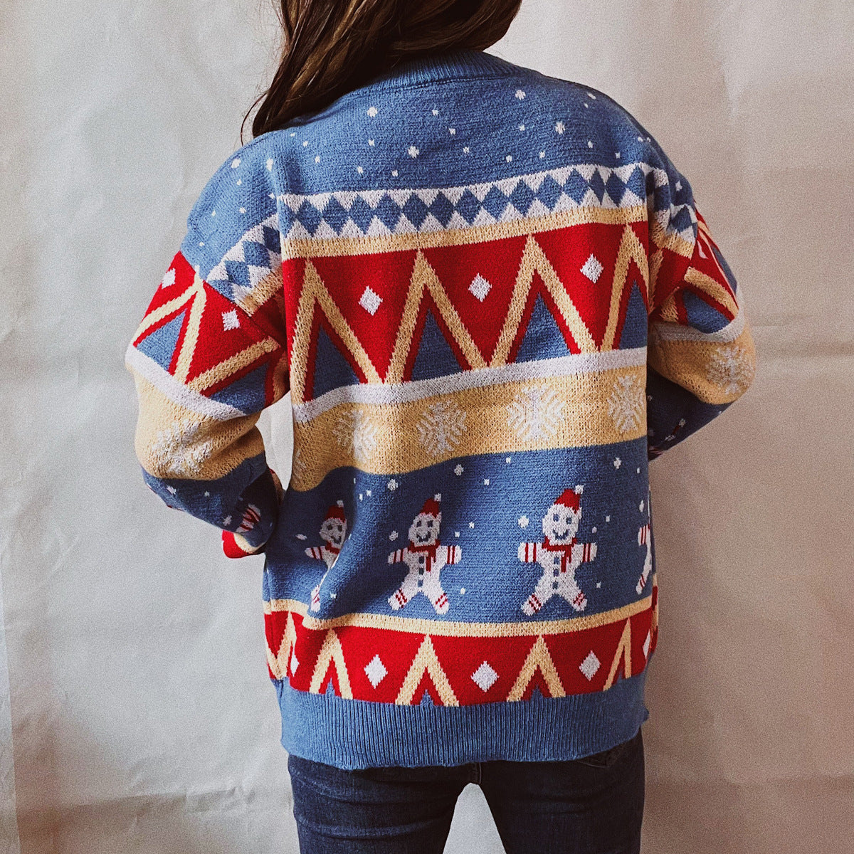 Stacey B's Printed Round Neck Long Sleeve Sweater