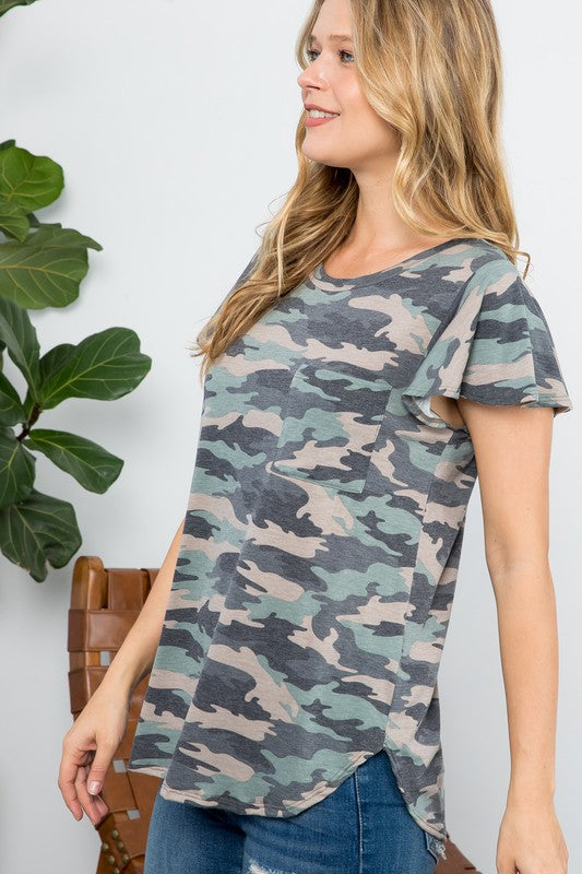 Stacey B's Plus Camouflage Basic Top