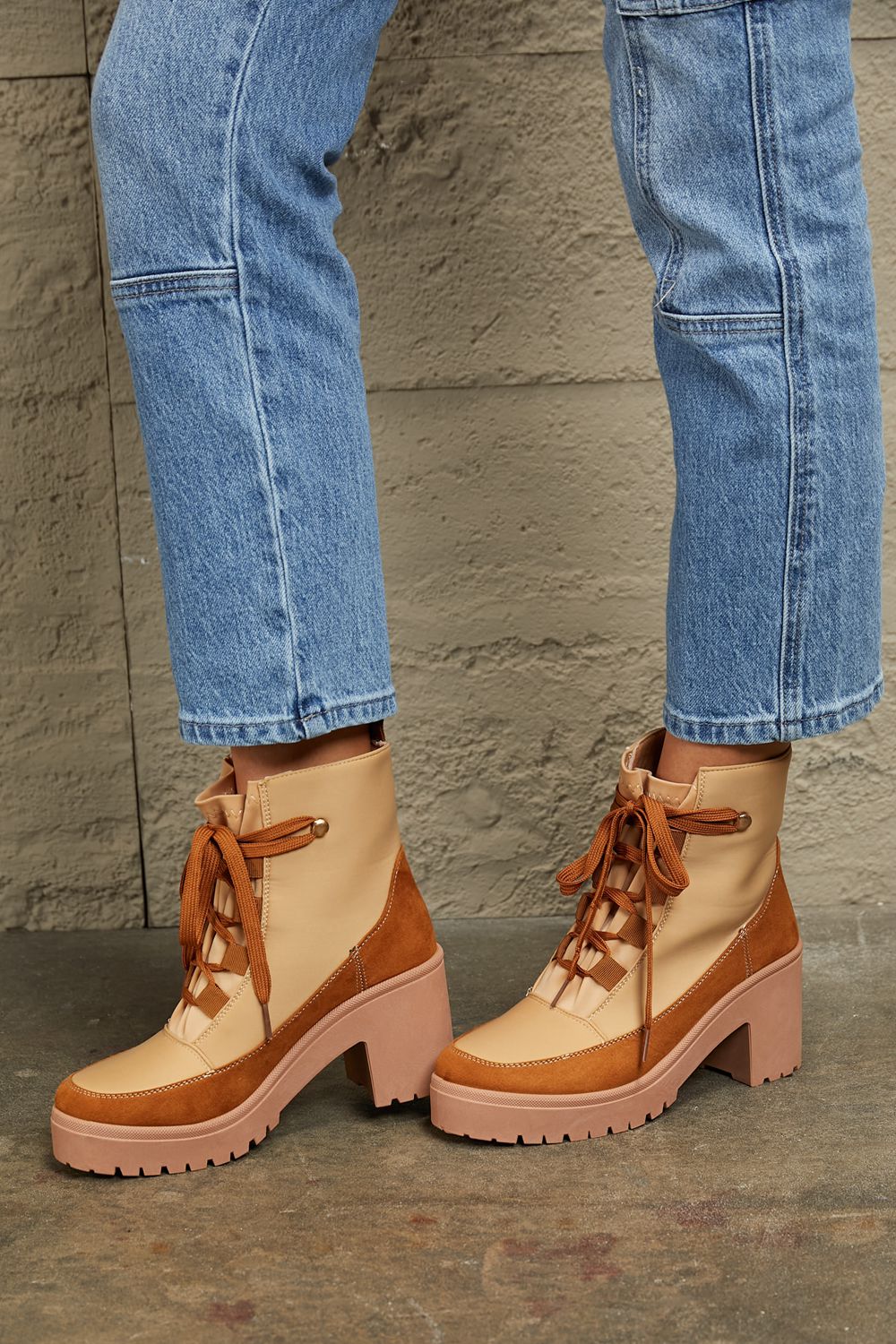 Stacey B's East Lion Corp Lace Up Lug Booties