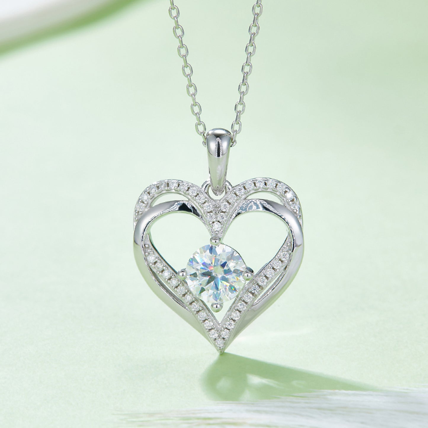 Stacey B's 1.2 Carat Moissanite 925 Sterling Silver Heart Necklace