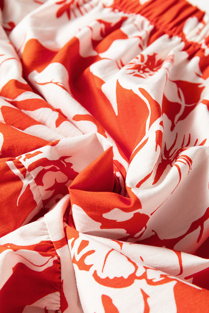 Stacey B's Red High Split Floral Western Cowgirl Maxi Skirt