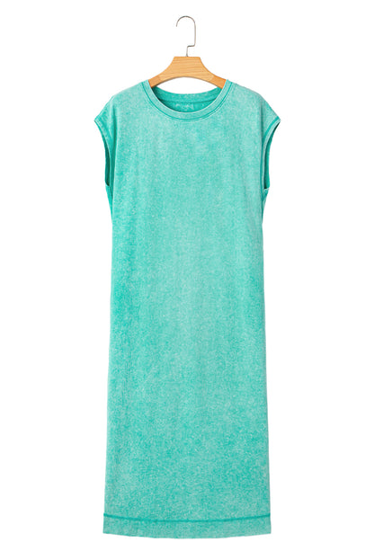Stacey B's Clearly Aqua Mineral Wash Pocketed T-shirt Long Dress