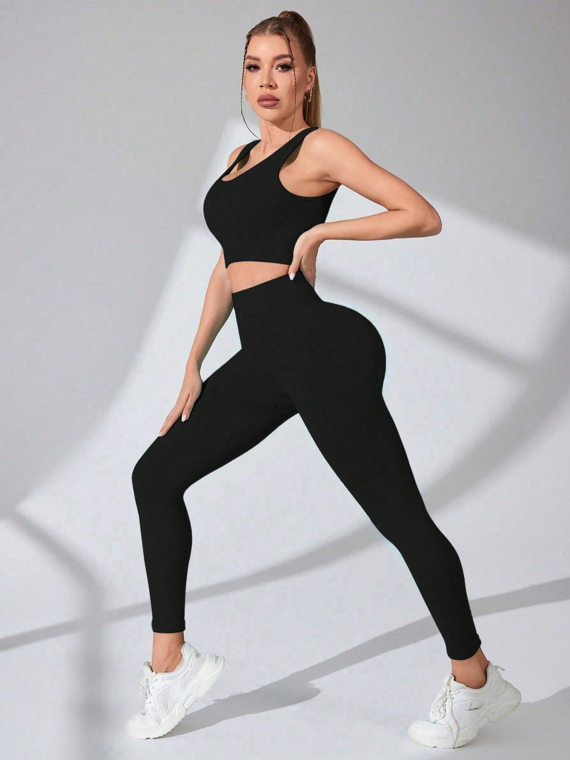 Stacey B's Scoop Neck Wide Strap Top and Pants Active Set