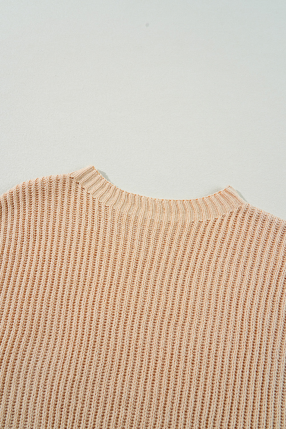 Stacey B's Apricot Cable Knit Drop Shoulder Side Slits Loose Sweater