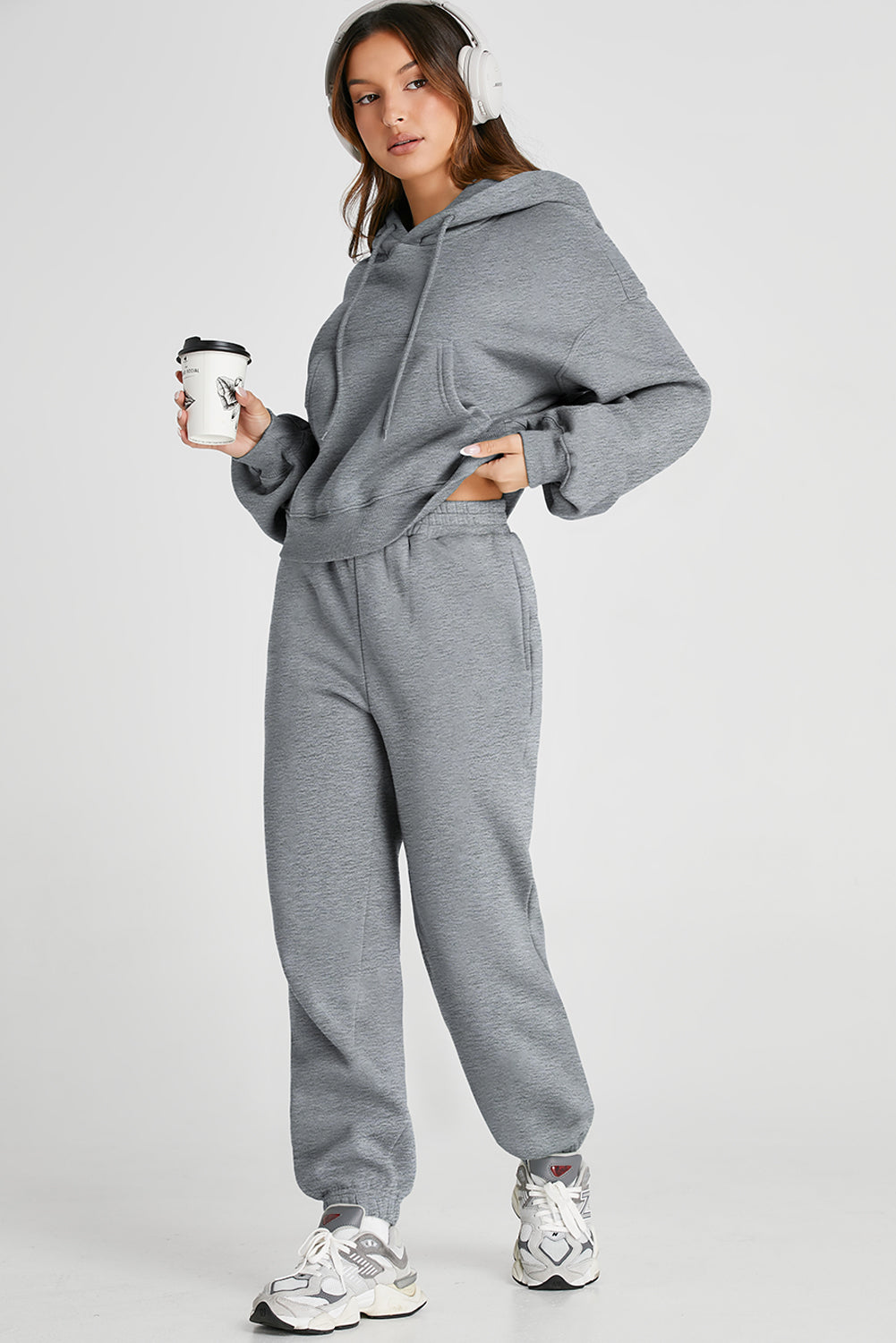 Stacey B's Dropped Shoulder Hooded Top and Pants Active Set