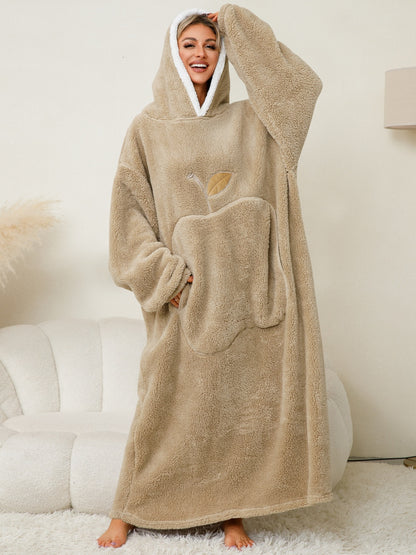 Stacey B's Pocketed Contrast Long Sleeve Hooded Lounge Dress