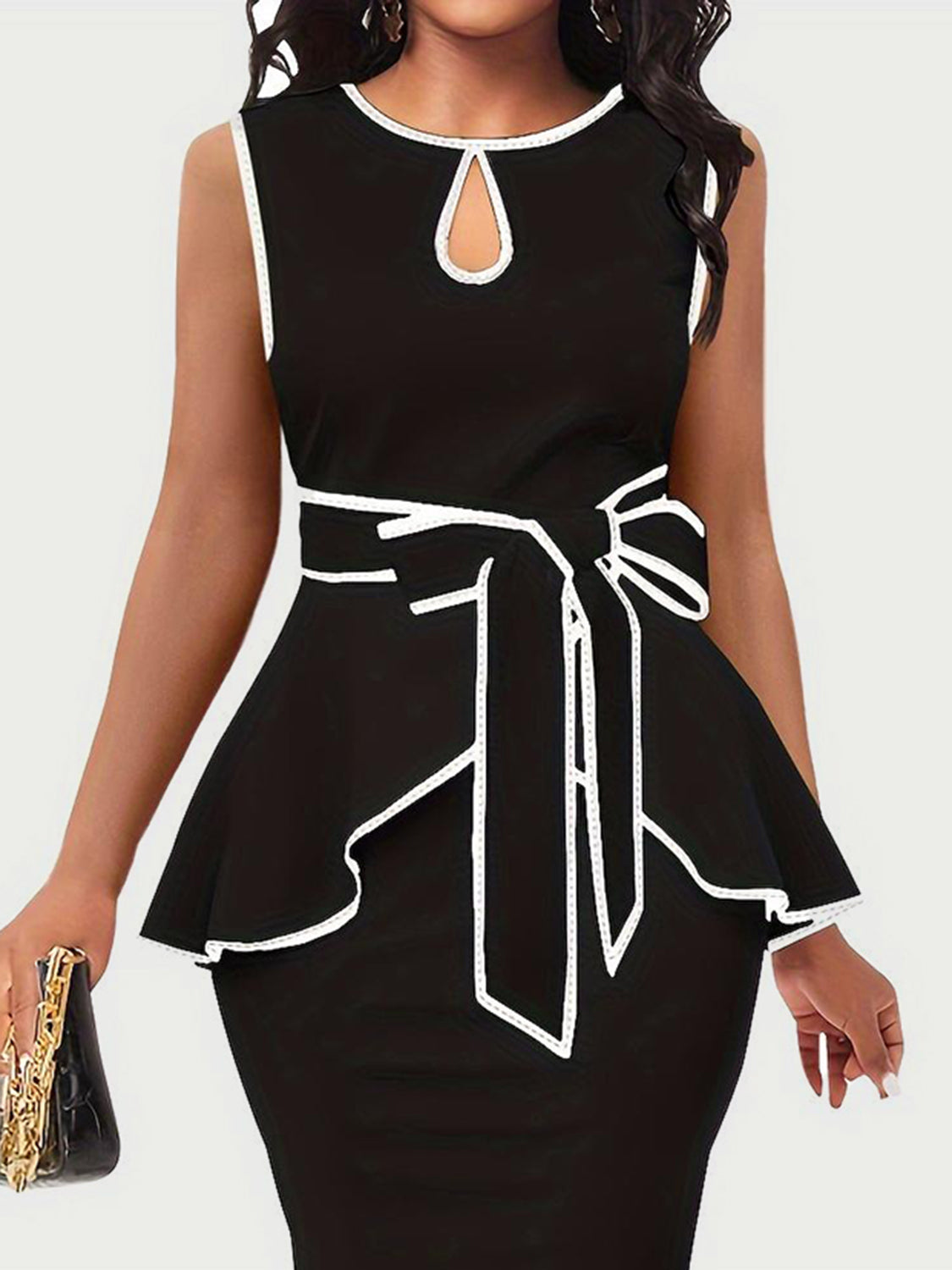 Stacey B's Plus Size Cutout Contrast Sleeveless Dress