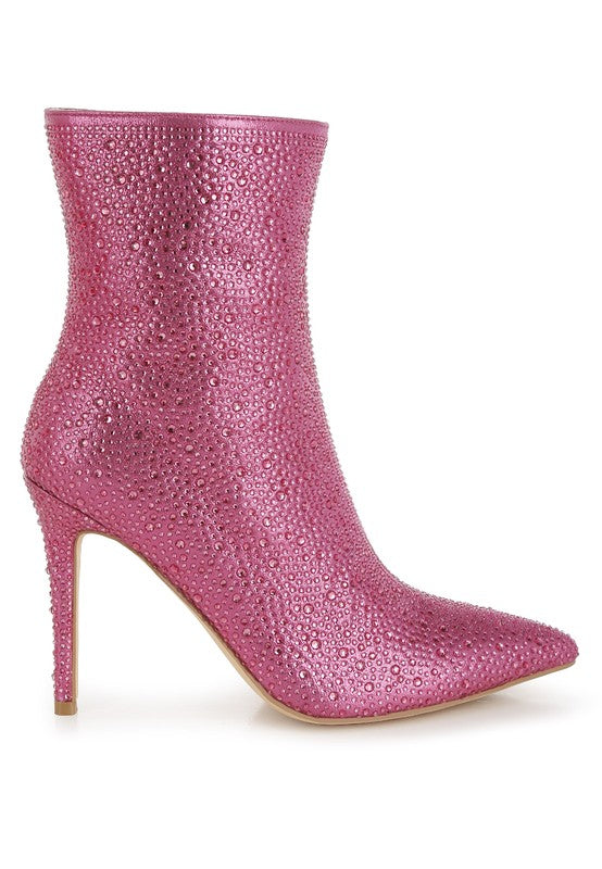 Stacey B's Anun Rhinestones Embellished High Ankle Boots