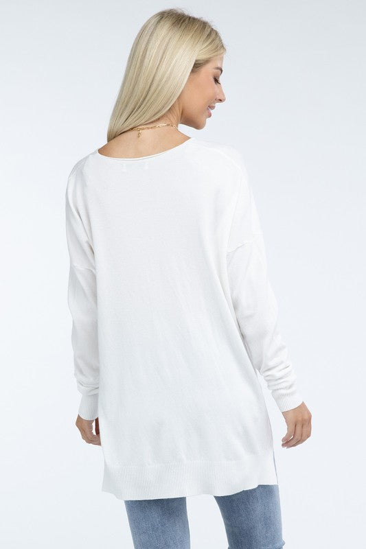 Stacey B's Hi-Low Hem Front Seam Sweater