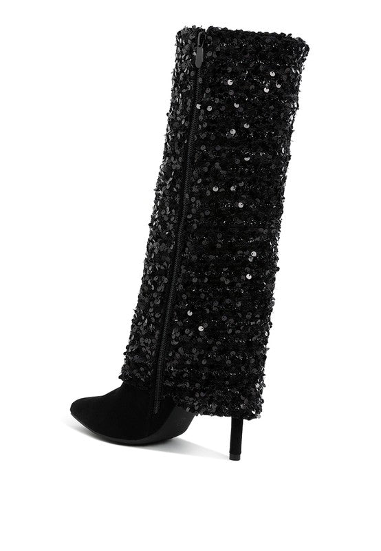 Stacey B's Sin City Sequinned Fold-Over Calf Boots