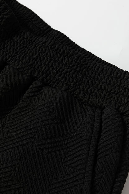 Stacey B's Black Textured Puff Sleeve Top and Pants Set