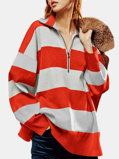 Stacey B's Color Block Half Zip Long Sleeve Sweater