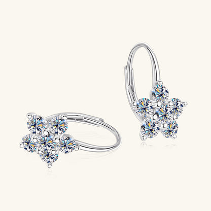Stacey B's 1.2 Carat 925 Sterling Silver Moissanite Flower Huggie Earrings