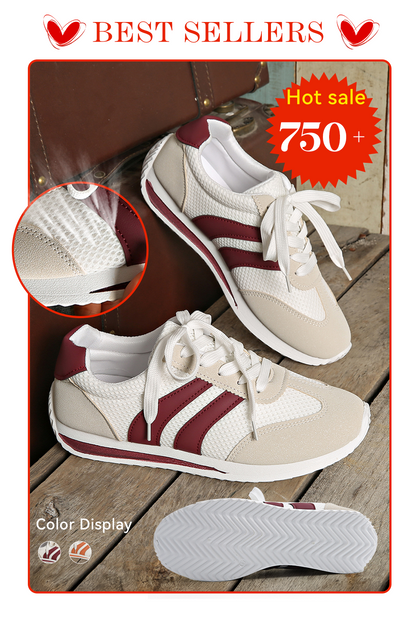 Stacey B's Blackish Green Patchwork Breathable Lace Up Sneakers