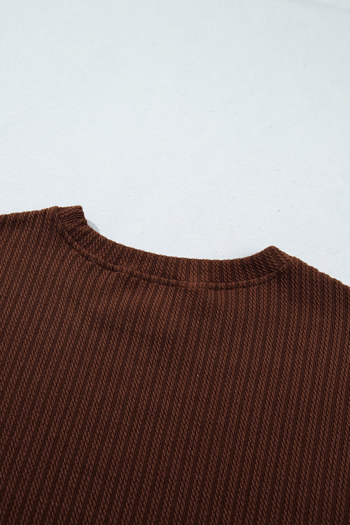 Stacey B's Dark Brown Textured Ribbed Knit Lettuce Trim 2pcs Lounge Set