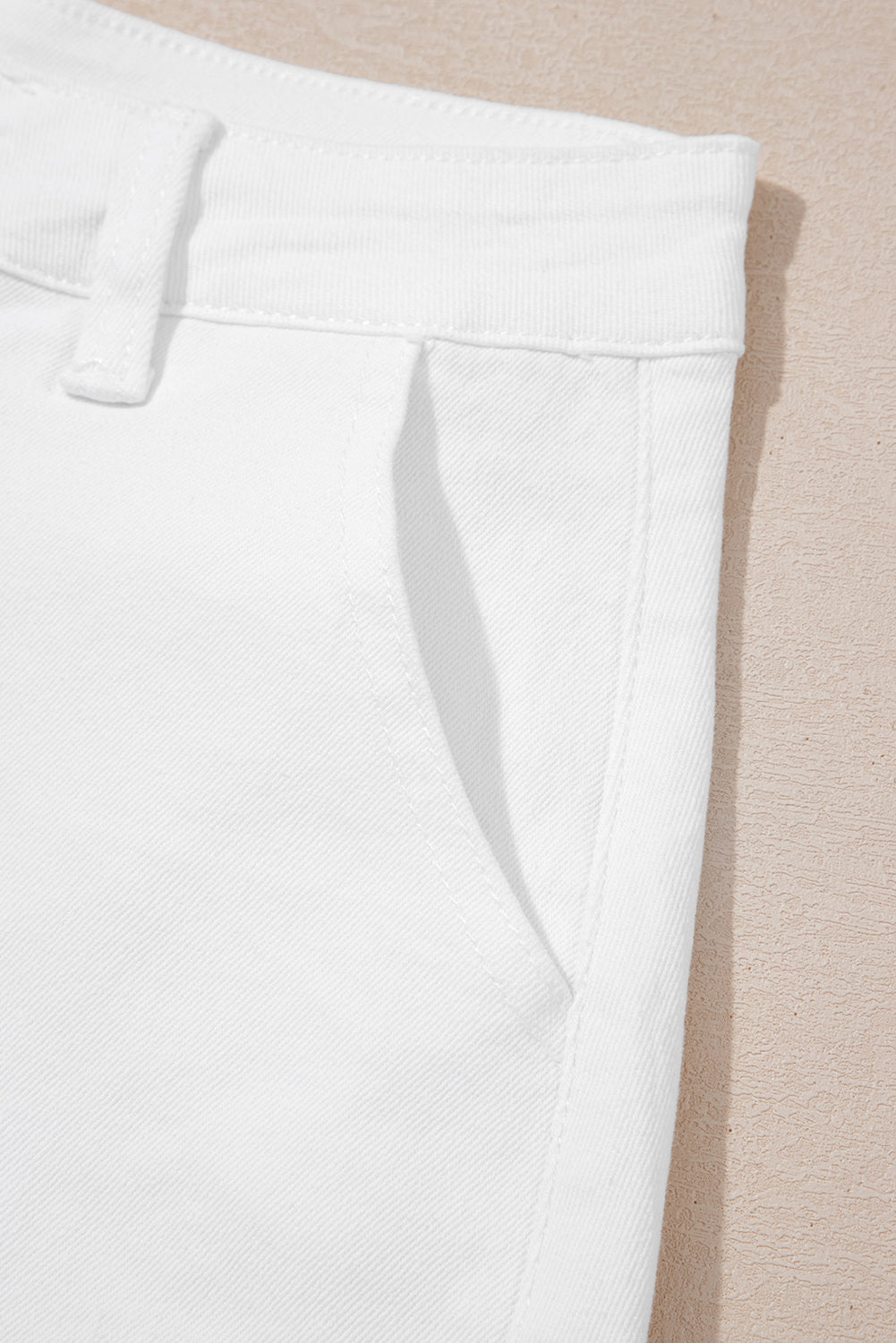 Stacey B's White Scalloped Hemline Acid Wash High Waist Denim Shorts