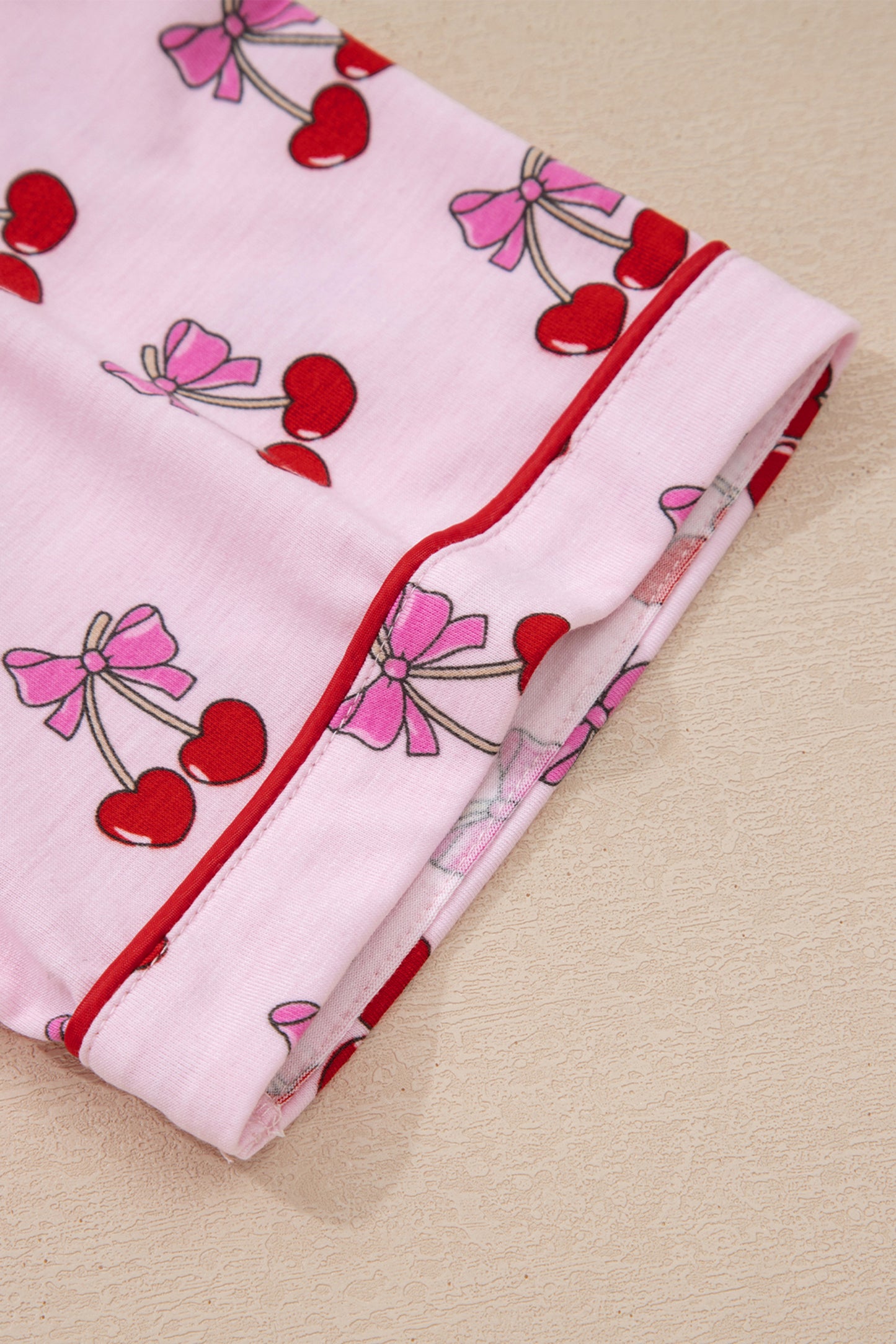 Stacey B's Pink Cherry/Bow Print Short Pajama Set