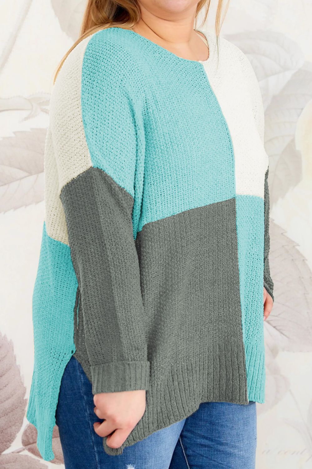 Stacey B's Color Block Round Neck Sweater