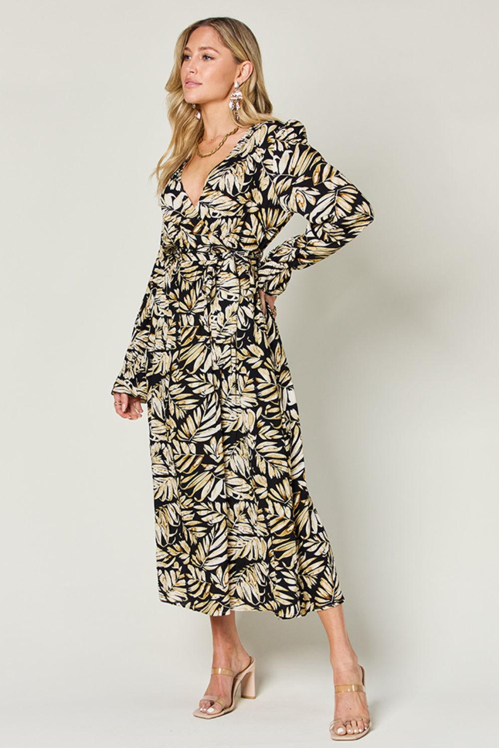 Stacey B's Double Take Full Size Tie Back Flounce Sleeve Dress