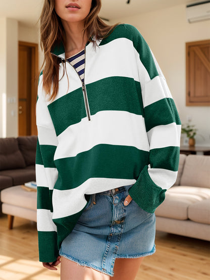 Stacey B's Color Block Half Zip Long Sleeve Sweater