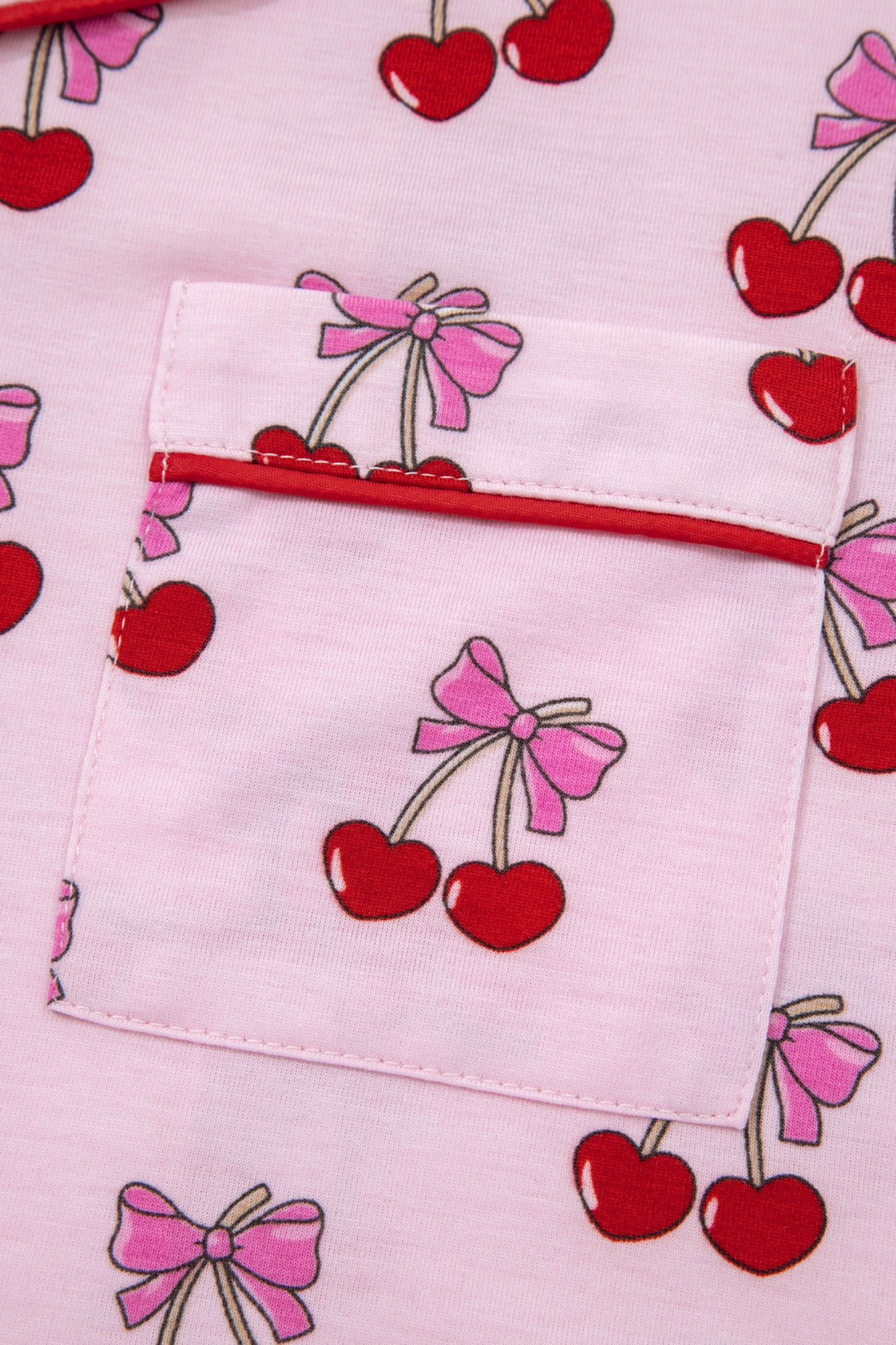 Stacey B's Pink Cherry/Bow Print Short Pajama Set
