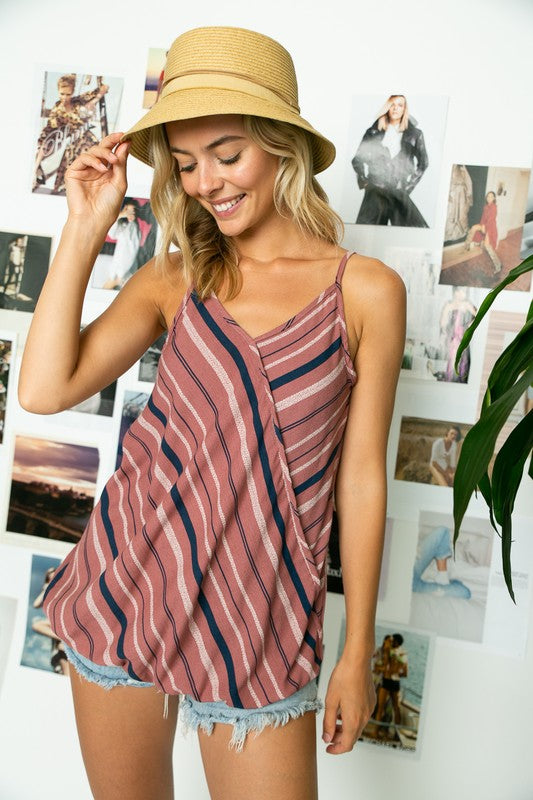 Stacey B's Stripe Woven Camisole Top