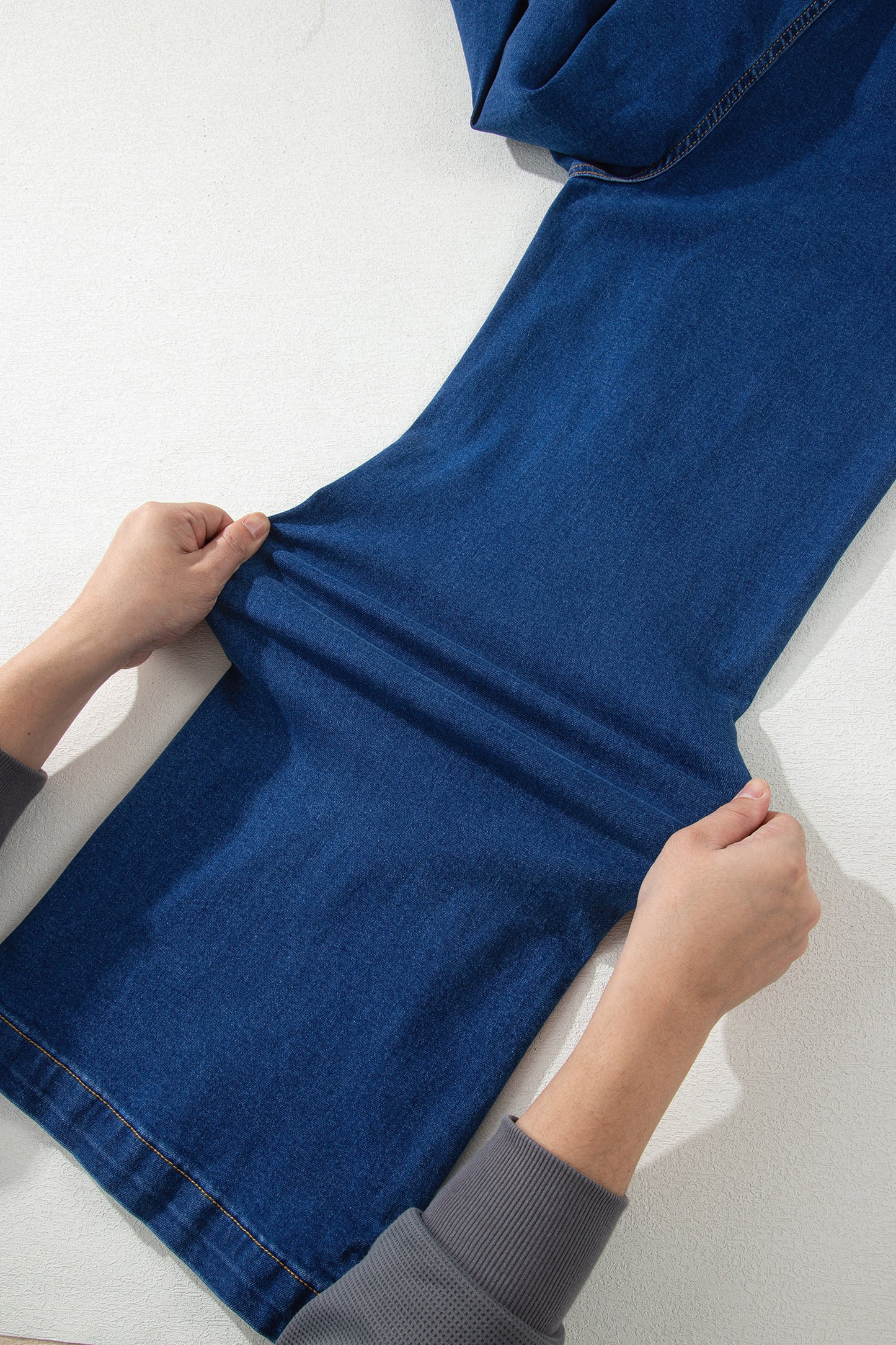 Stacey B's Sail Blue Hardware Decor Patched Pockets Wide Leg Denim Pants