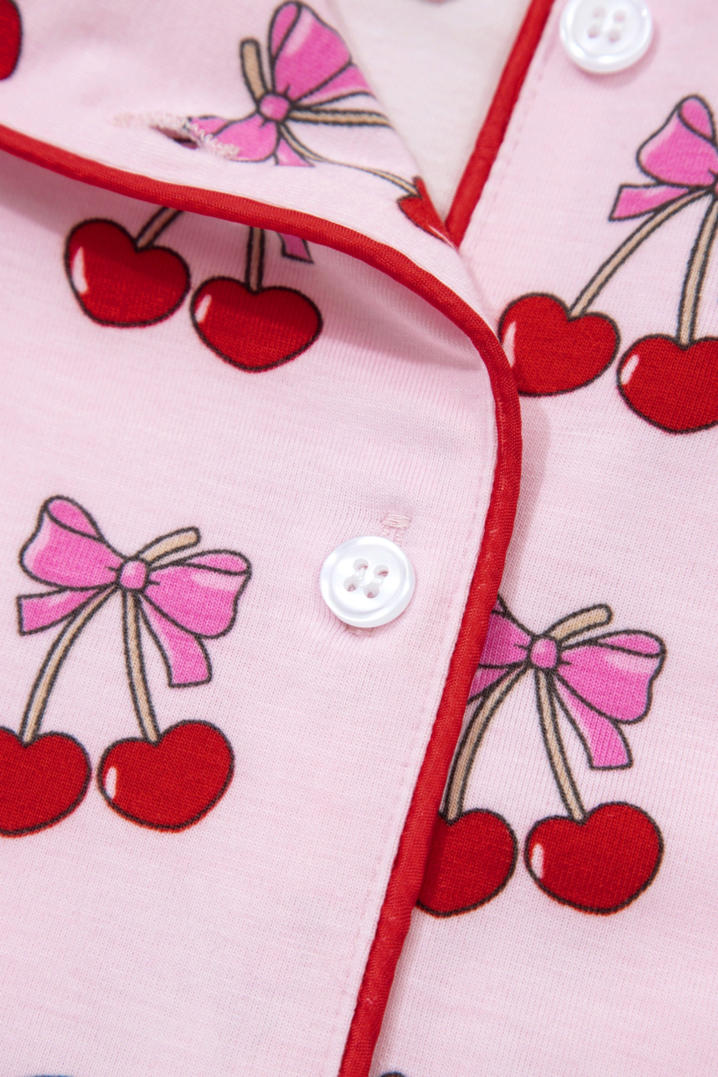 Stacey B's Pink Cherry/Bow Print Short Pajama Set