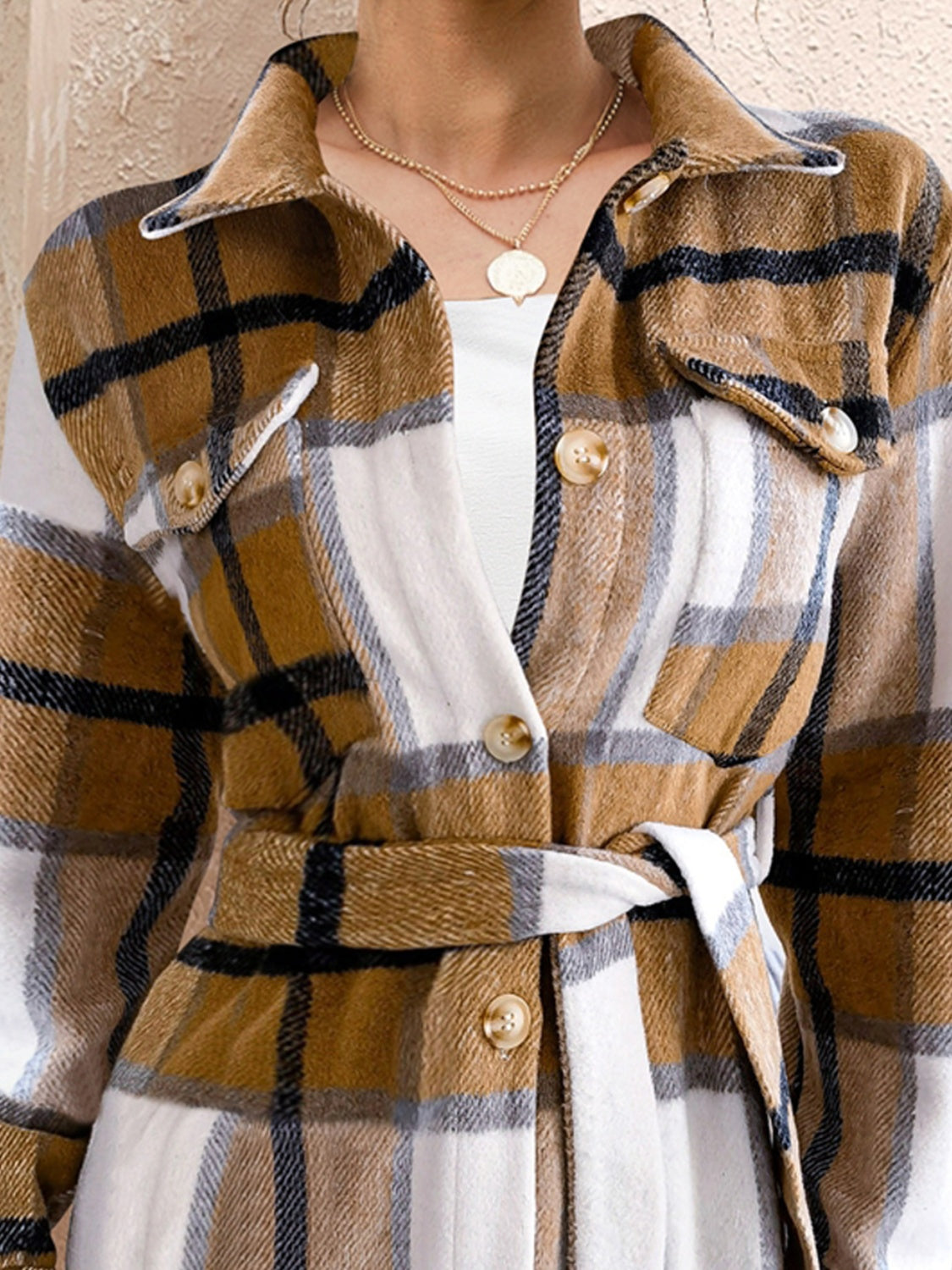 Stacey B's FAM-FAM Tied Plaid Button Up Shacket