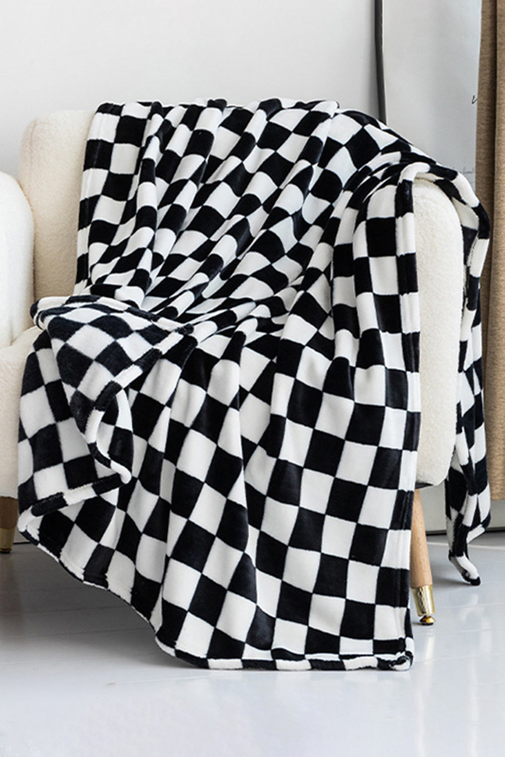 Stacey B's Black Checkerboard Printed Soft Throw Blanket