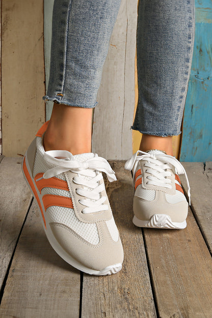 Stacey B's Blackish Green Patchwork Breathable Lace Up Sneakers