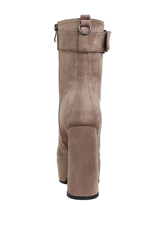 Stacey B's Wanderer Flared Block Heel Mid-Calf Boots