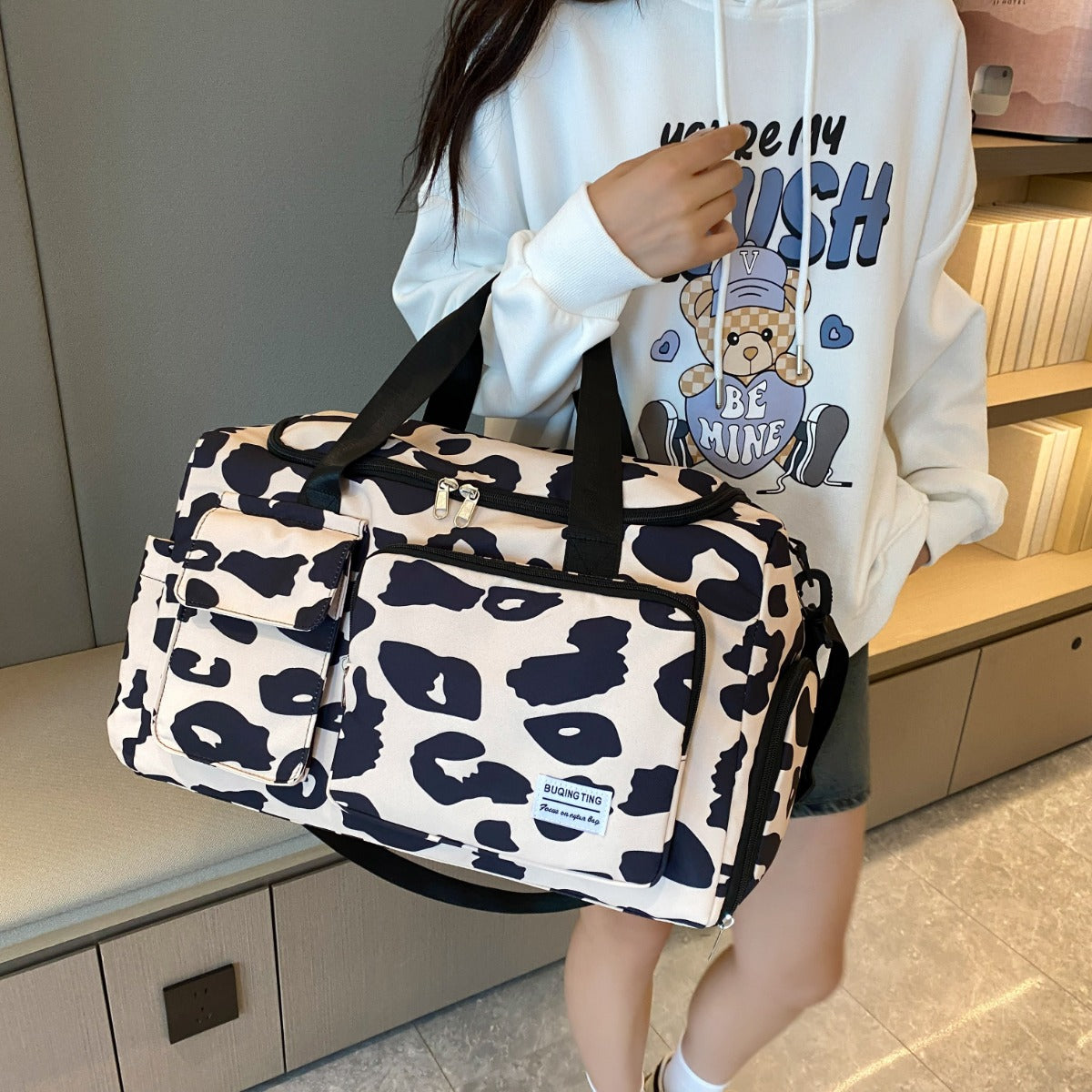 Stacey B's Oxford Cloth Animal Print Travel Bag