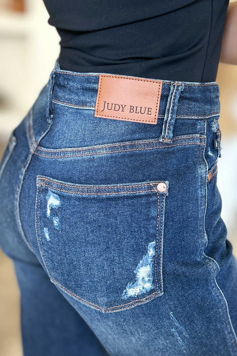 Stacey B's Judy Blue Full Size High Waist Rigid Magic Heavy Destroy Straight Jeans