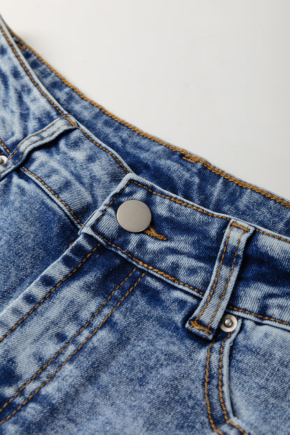 Stacey B's Myosotis Center Seam Cuffed Hem Straight High Waist Jeans