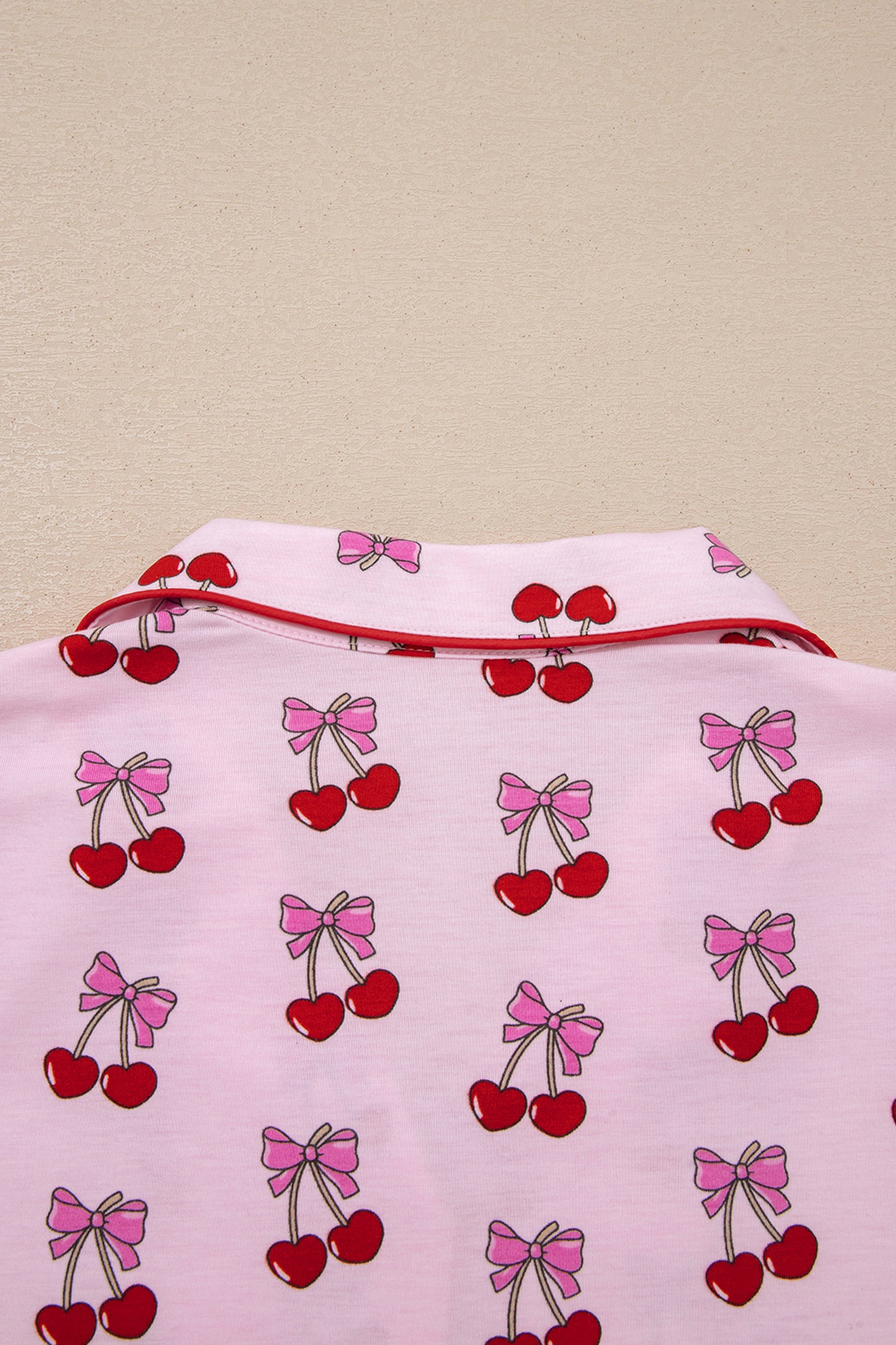 Stacey B's Pink Cherry/Bow Print Short Pajama Set