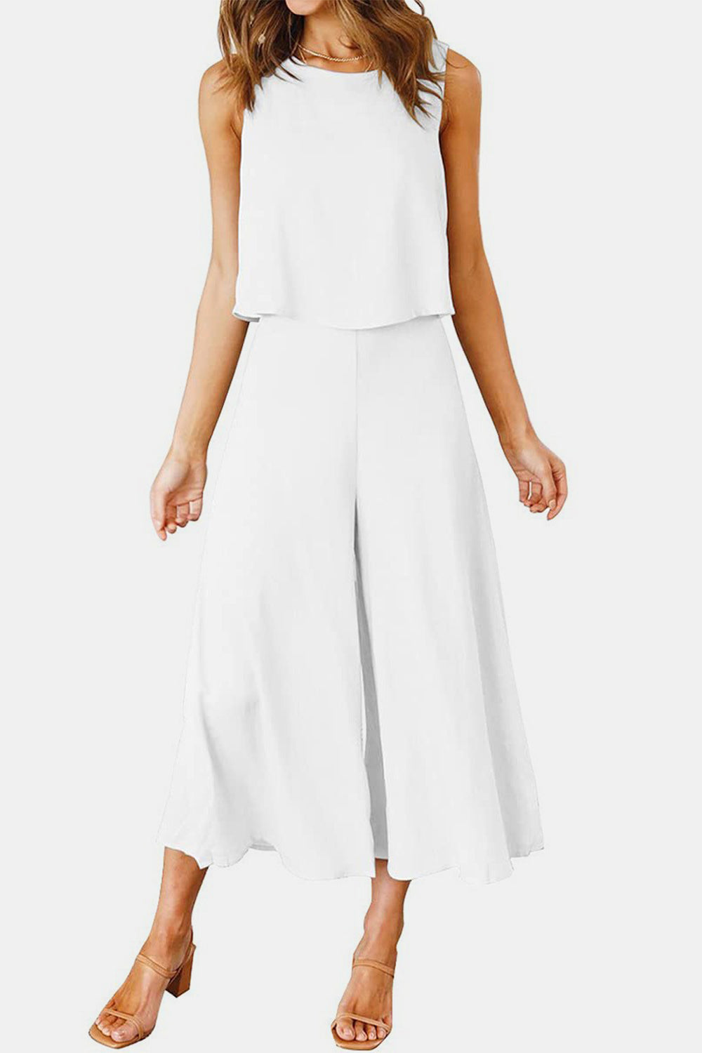 Stacey B's Round Neck Top and Wide Leg Pants Set