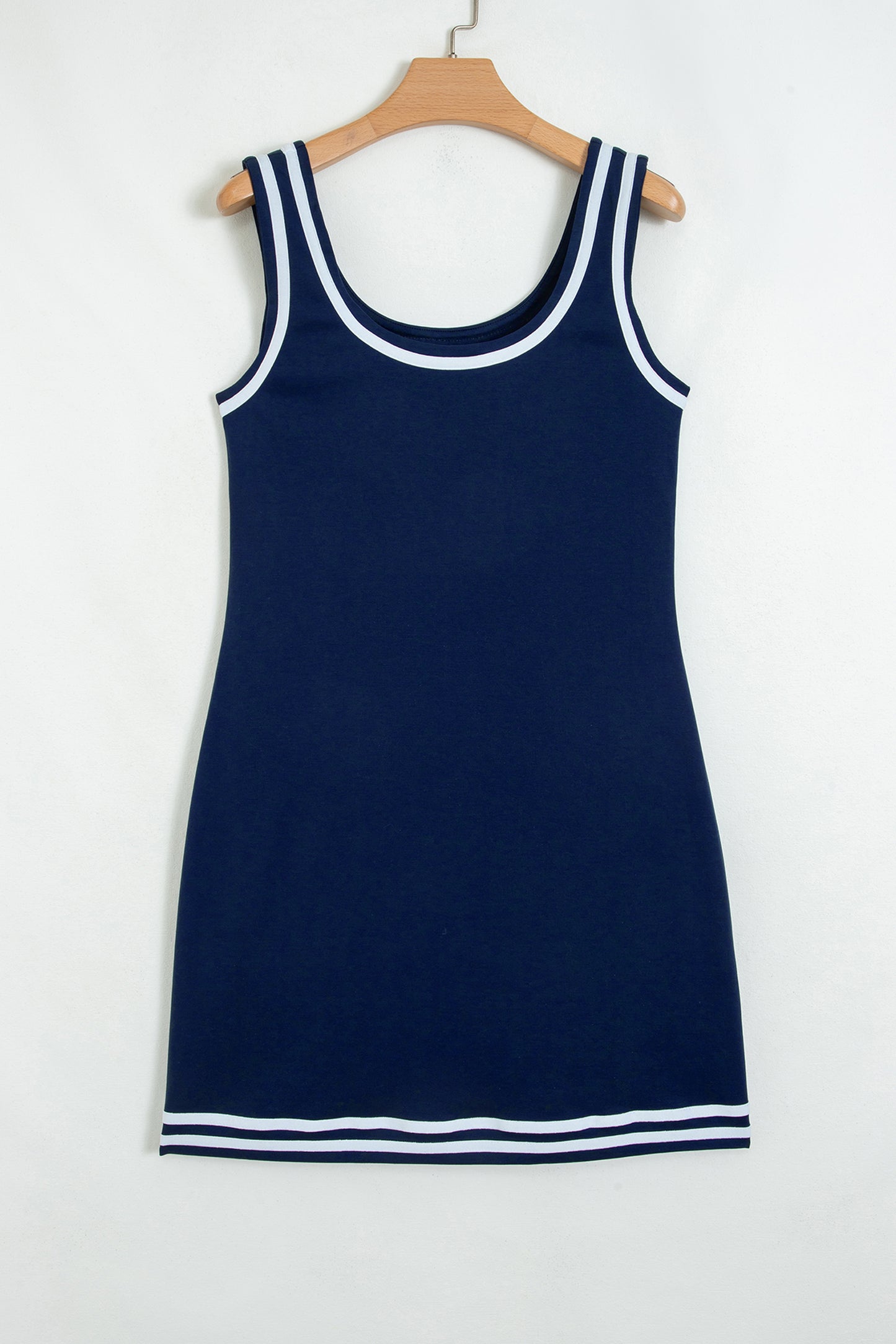 Stacey B's Dirty blue Contrast Trim U Neck Sleeveless Mini Dress