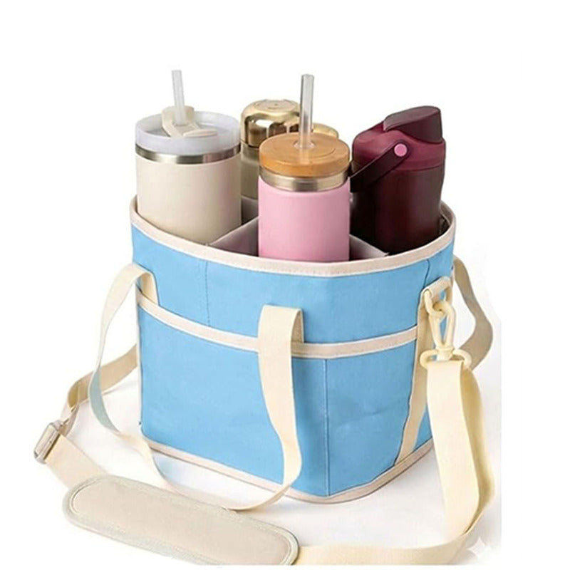 Stacey B's 4-Compartment Leakproof Drink Carrier Bag – Adjustable Strap Beverage Holder for Car & Travel