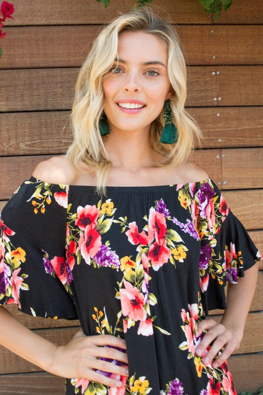 Stacey B's Plus Off Shoulder Ruffle Sleeve Top