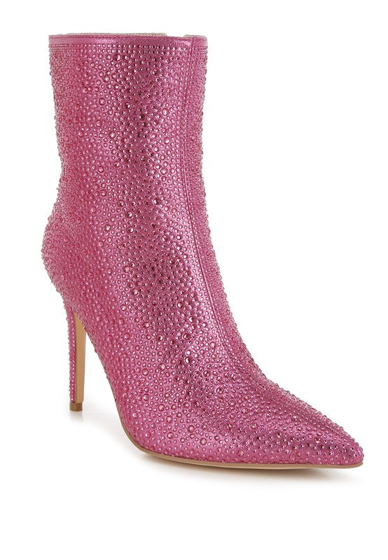 Stacey B's Anun Rhinestones Embellished High Ankle Boots