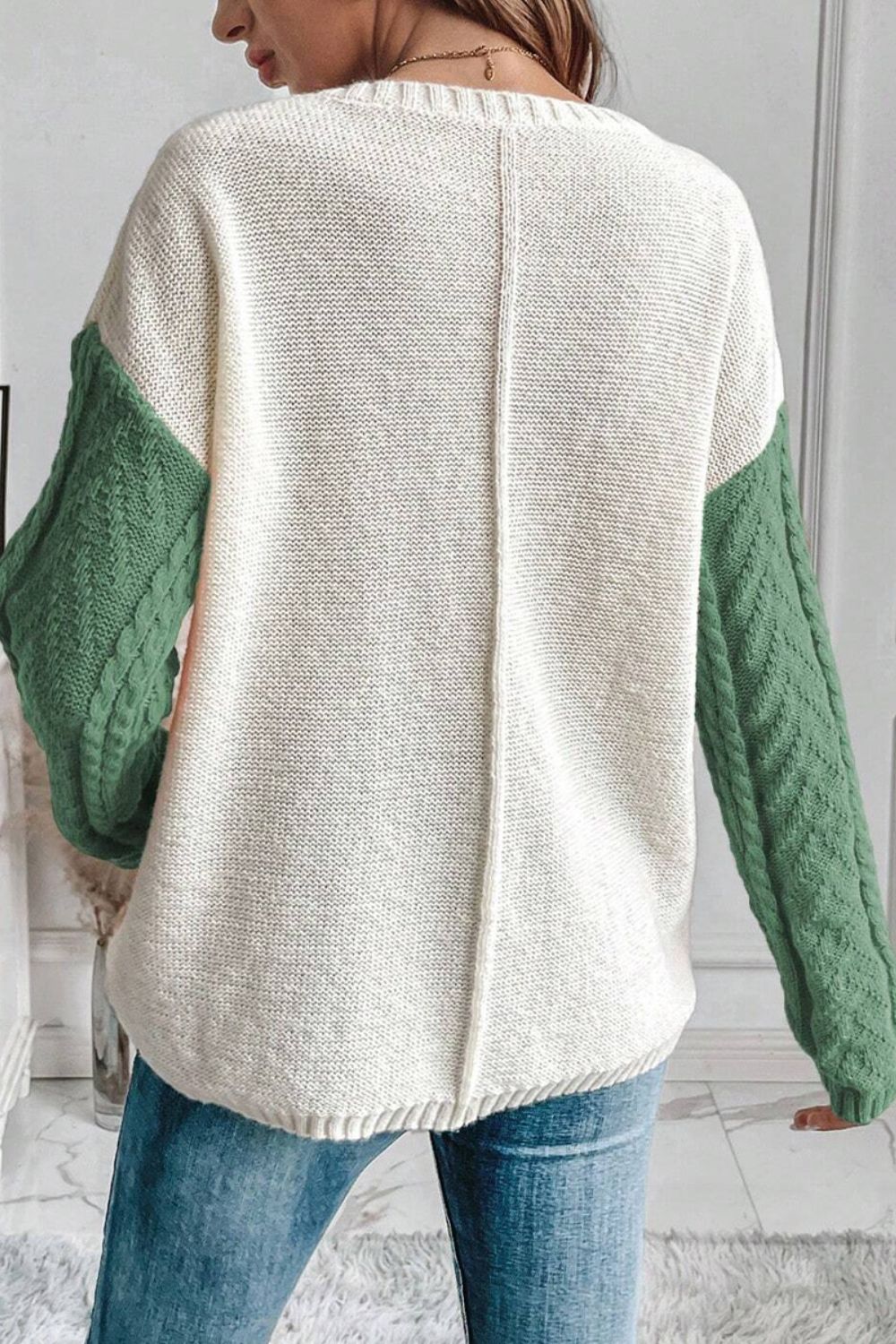 Stacey B's Color Block Round Neck Long Sleeve Sweater