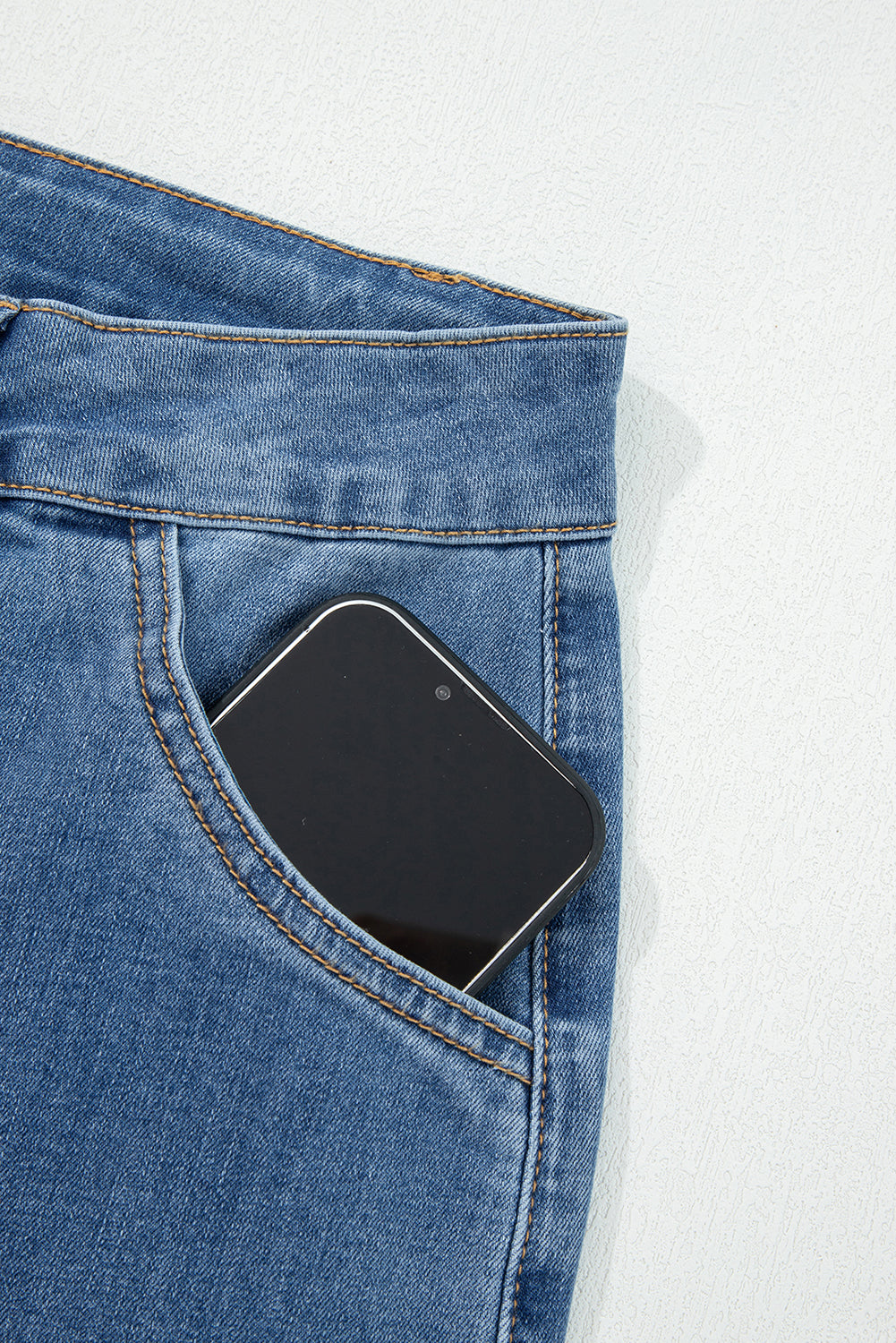 Stacey B's Ashleigh Blue Multi Buttons High Waist Wide Leg Jeans With Pockets