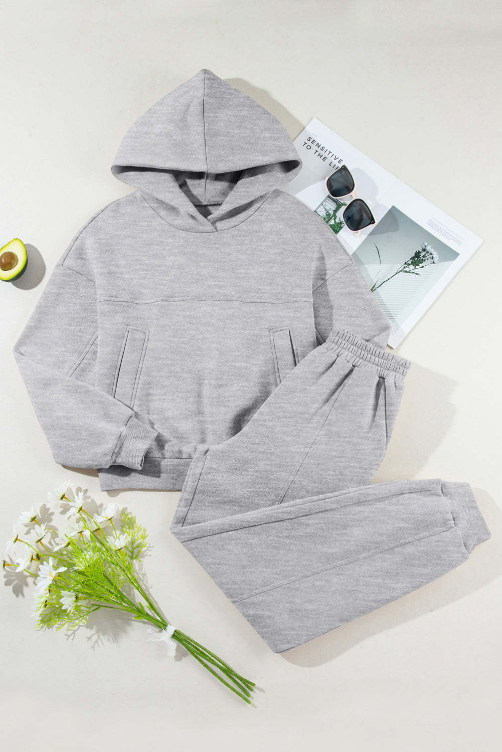 Stacey B's Dropped Shoulder Long Sleeve Hoodie and Pants Active Set