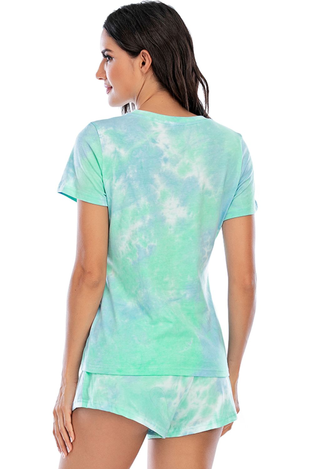 Stacey B's Tie-Dye Round Neck Short Sleeve Top and Shorts Lounge Set