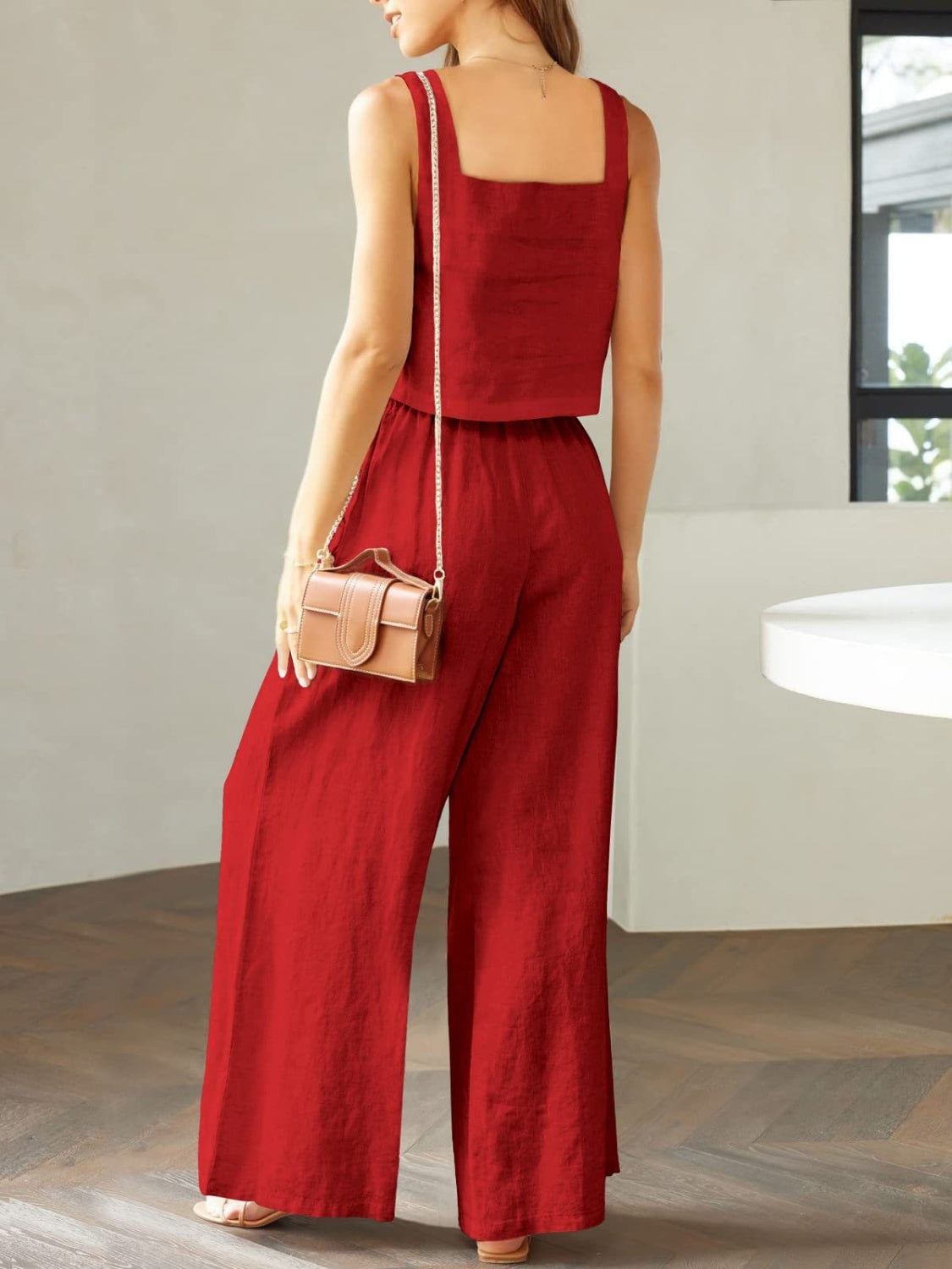 Stacey B's Square Neck Top and Wide Leg Pants Set