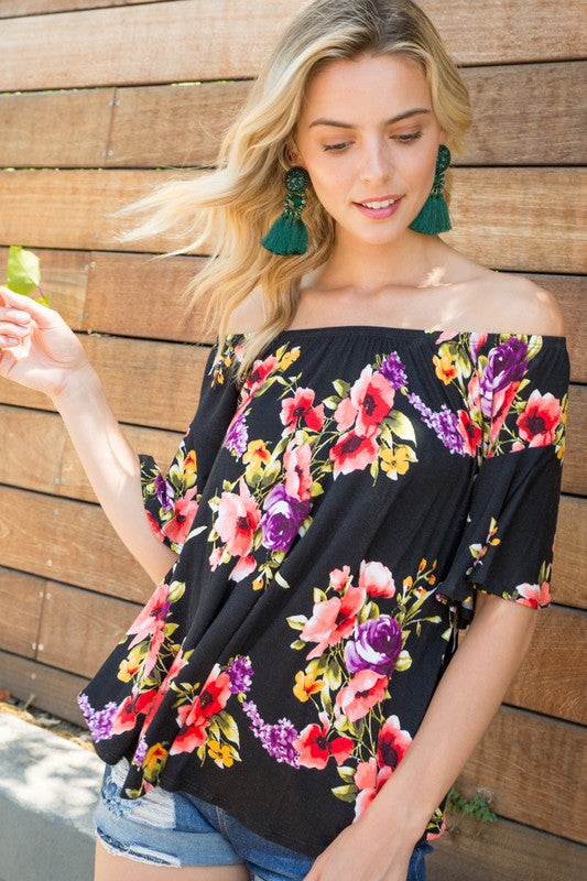 Stacey B's Plus Off Shoulder Ruffle Sleeve Top